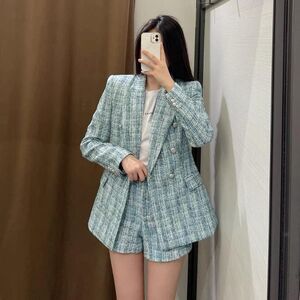 NWT ZARA 2 PCS SET BLAZER AND SHORTS TWEED Chanel Style